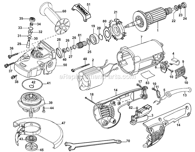 Dewalt D28494MB2 (Type 1) 6500rpm Large Angle Grinder Power Tool Page A Diagram