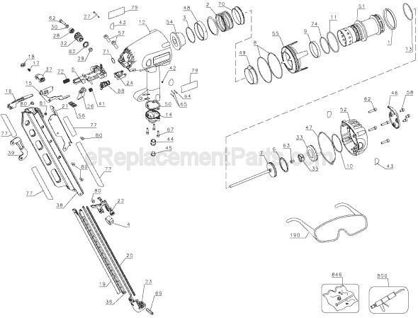 DeWALT D51844 Type 1 Round Head Framing Nailer Page A Diagram