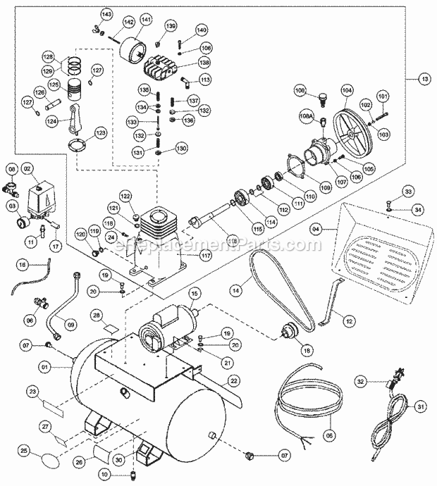 DeWALT D55911FB3 (Type 1) Compressor Default Diagram