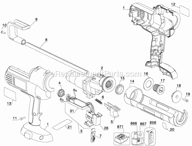 DeWALT DC545B (Type 2) 18v Caulk Gun Page A Diagram