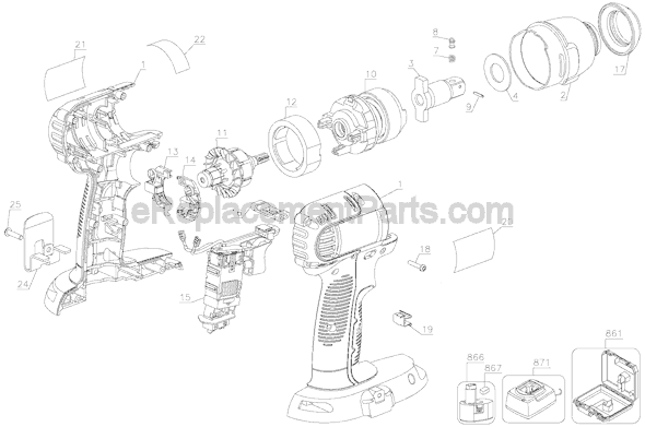 DeWALT DC820 18V Compact Impact Wrench Page A Diagram