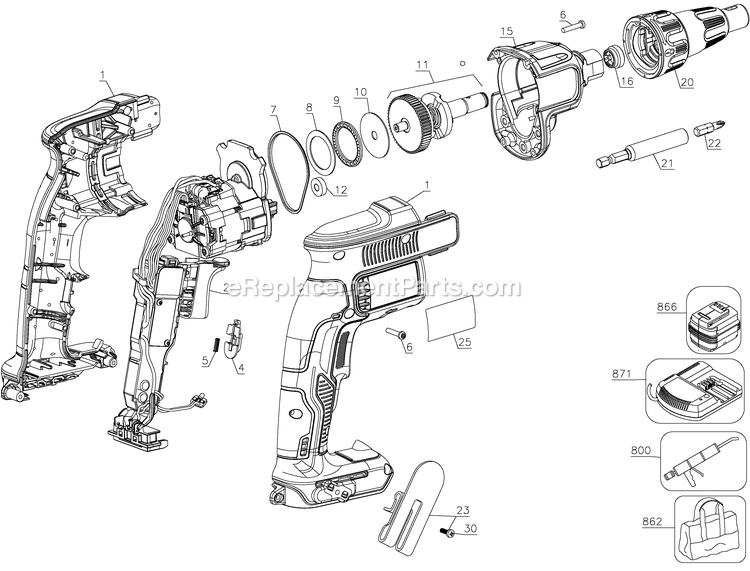 Dewalt DCF620D2-AR (Type 1) 20v Max Brushless Drywall Power Tool Page A Diagram