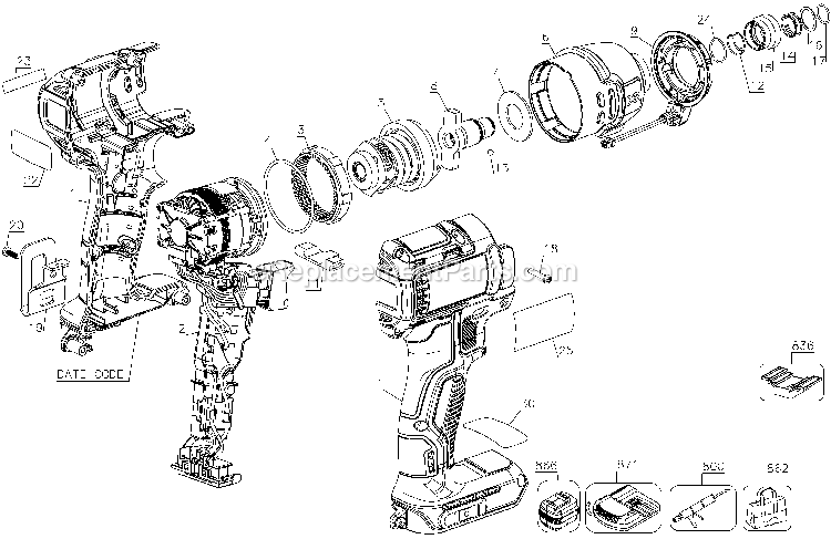 Dewalt DCF787C2 (Type 1) Impact Wrench Power Tool Page A Diagram