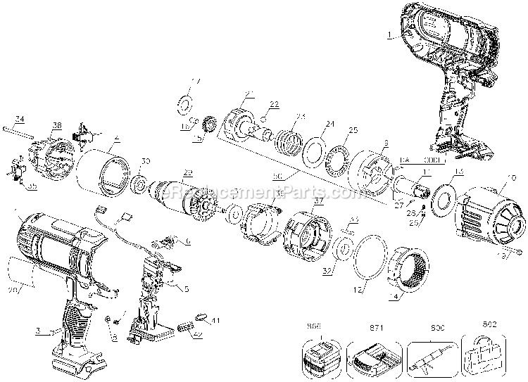 Dewalt DCF889B (Type 2) Impact Wrench Power Tool Page A Diagram