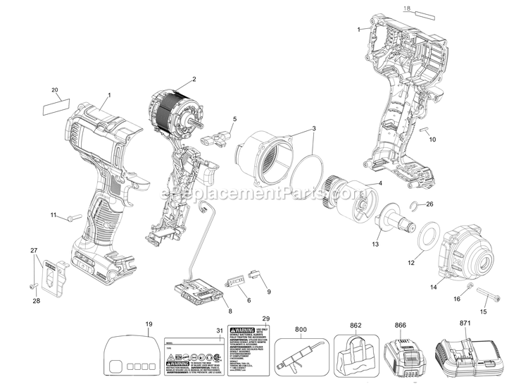 Dewalt DCF896HB (Type 1) Impact Wrench Power Tool Page A Diagram