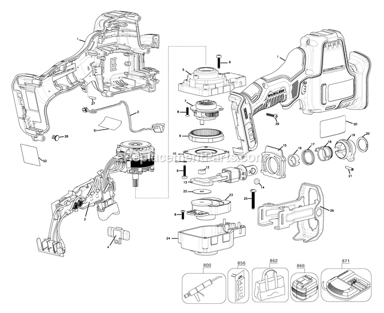 Dewalt DCS312G1 (Type 1) Cordless Reciprocating Saw Power Tool Page A Diagram