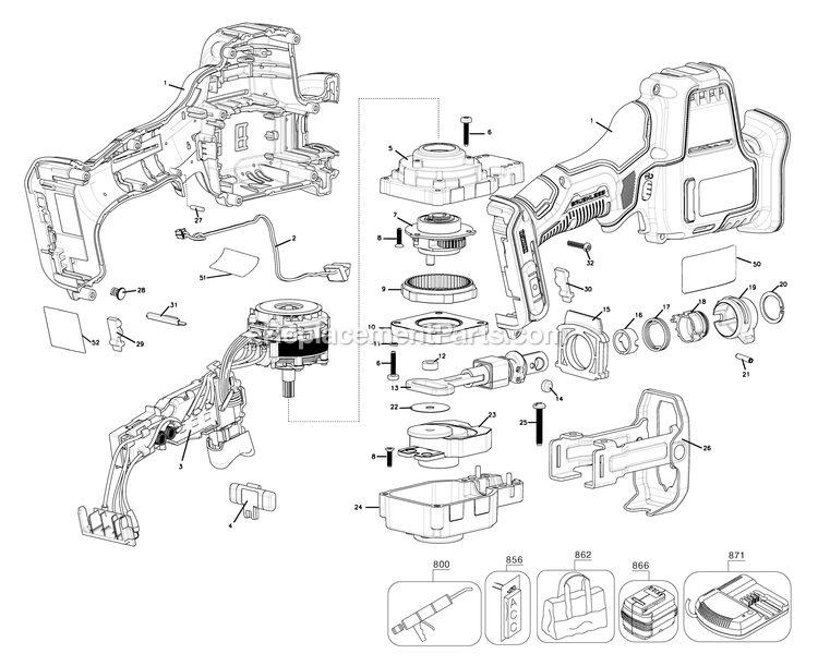 Dewalt DCS369P1 (Type 1) 20-Volt Max Cordless Brushless Compact Reciprocating Saw Power Tool Page A Diagram