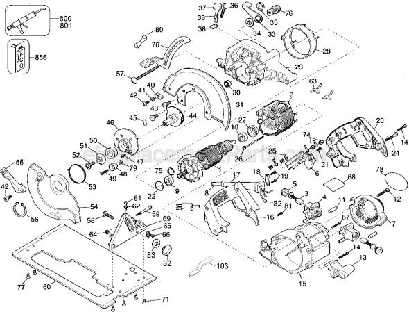 DeWALT DW359-220 Type 1 Circular Saw Page A Diagram