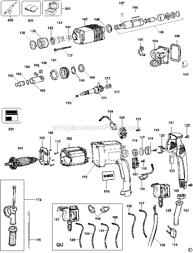 Dewalt DW562K-AR (Type 1) Rotary Hammer Power Tool Page A Diagram