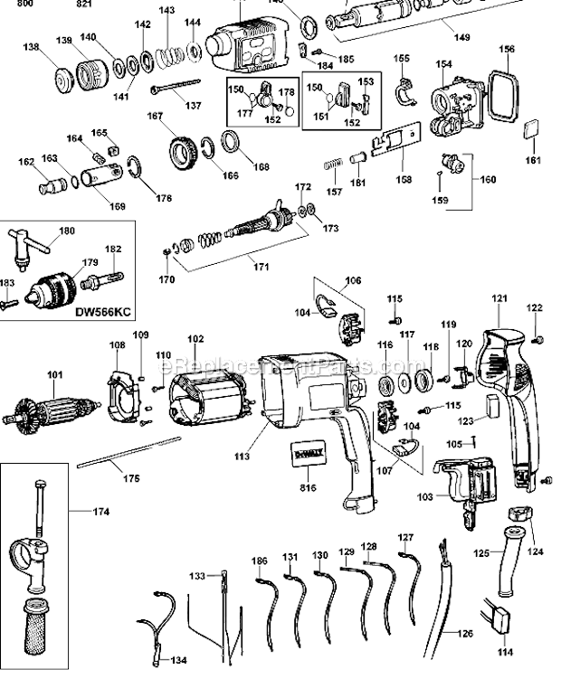 DeWALT DW566K-AR (Type 3) Electric Hammer Drill Page A Diagram