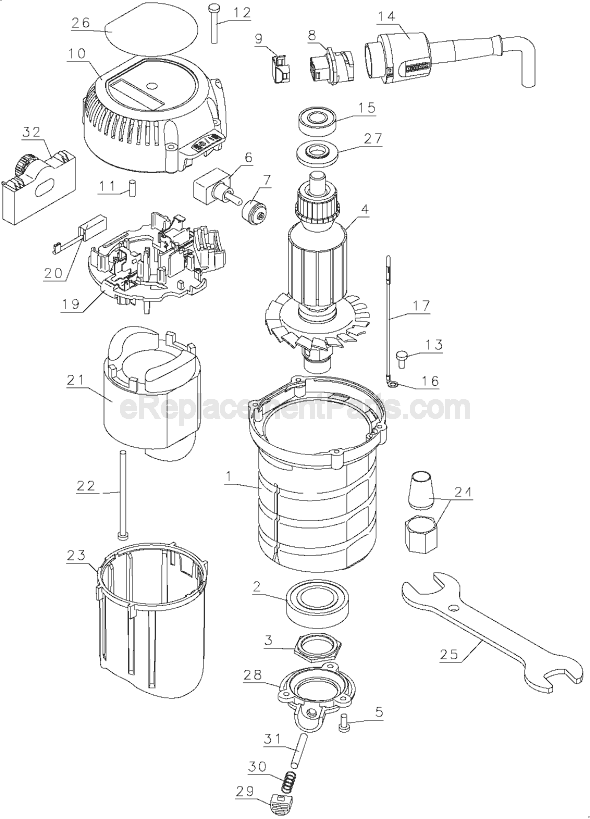 DeWALT DW618M Type 1 Fixed Base Router Page A Diagram