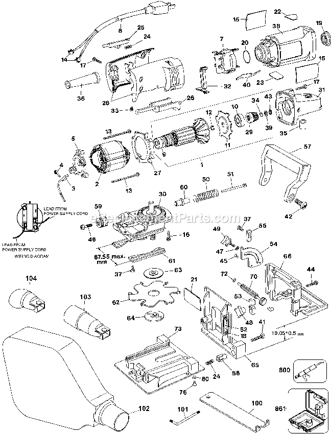 Dewalt DW682K (Type 3) Jointer Plate Power Tool Page A Diagram