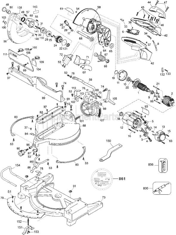 DeWALT DW705 TYPE 7 12 Inch Miter Saw Page A Diagram