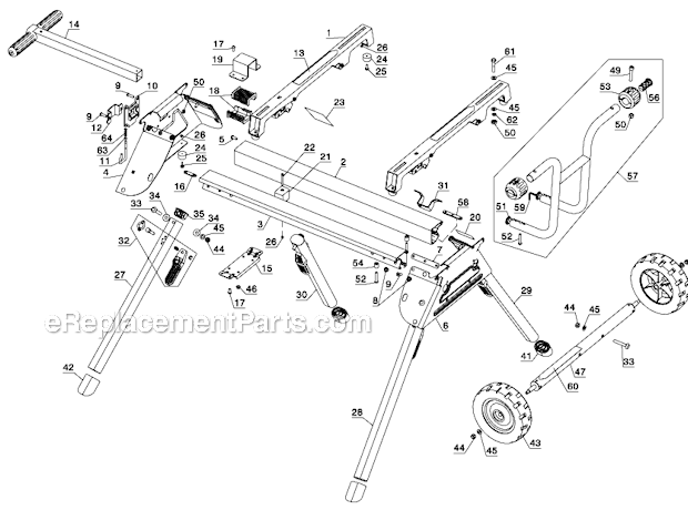 DeWALT DW7440RS (Type 2) Table Saw Rolling Stand Page A Diagram