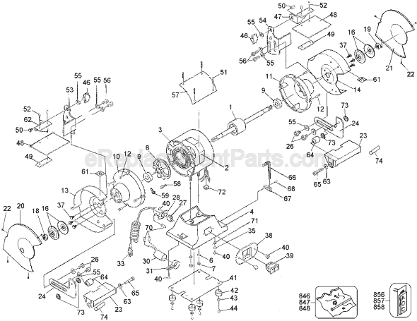 DeWALT DW756 Type 1 6 inch Bench Grinder Page A Diagram