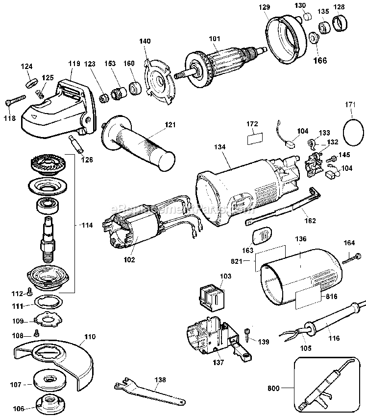 Dewalt DW818-AR (Type 4) Small Angle Grinder Power Tool Page A Diagram