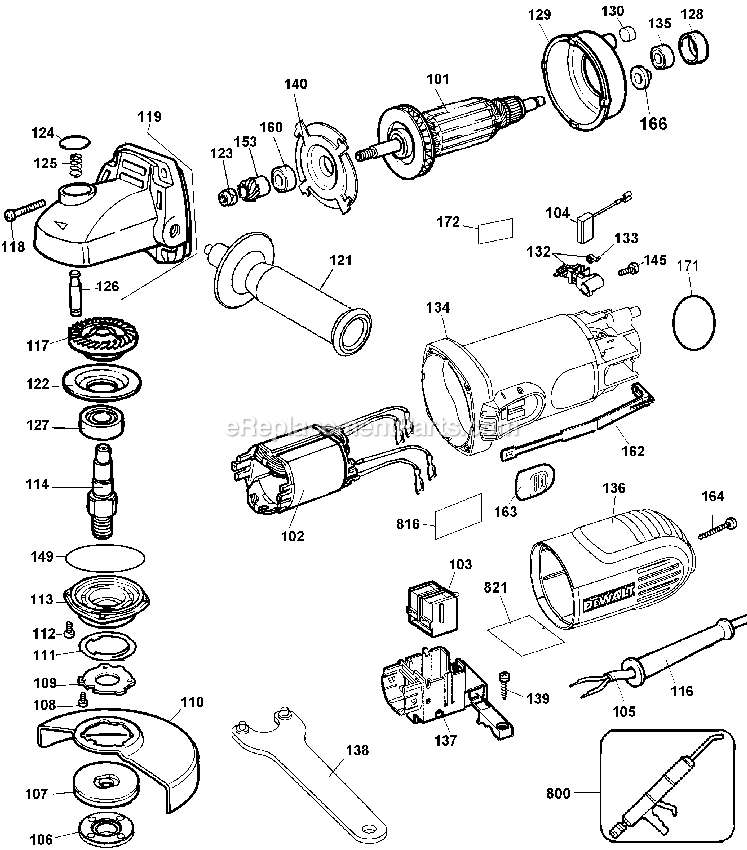 Dewalt DW818-AR (Type 5) Small Angle Grinder Power Tool Page A Diagram