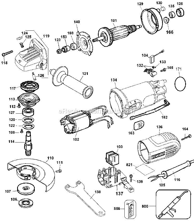 Dewalt DW818-BR (Type 5) Small Angle Grinder Power Tool Page A Diagram