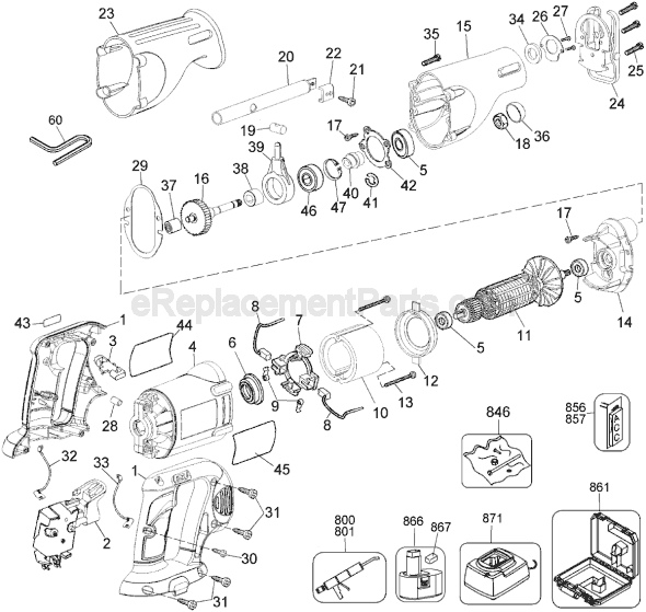 DeWALT DW937 TYPE 1 Cordless Reciprocating Saw Page A Diagram