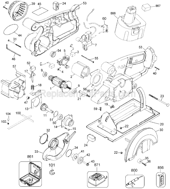 DeWALT DW939 TYPE 1 18V 6-1/2 Cordless Circular Saw Page A Diagram