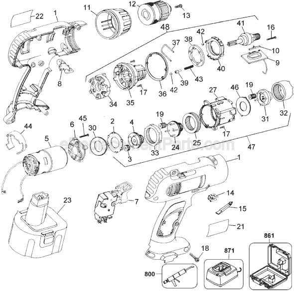 DeWALT DW954 TYPE 1 Cordless Drill Page A Diagram