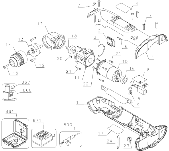 DeWALT DW960 Type 1 Right Angle Cordless Drill Page A Diagram