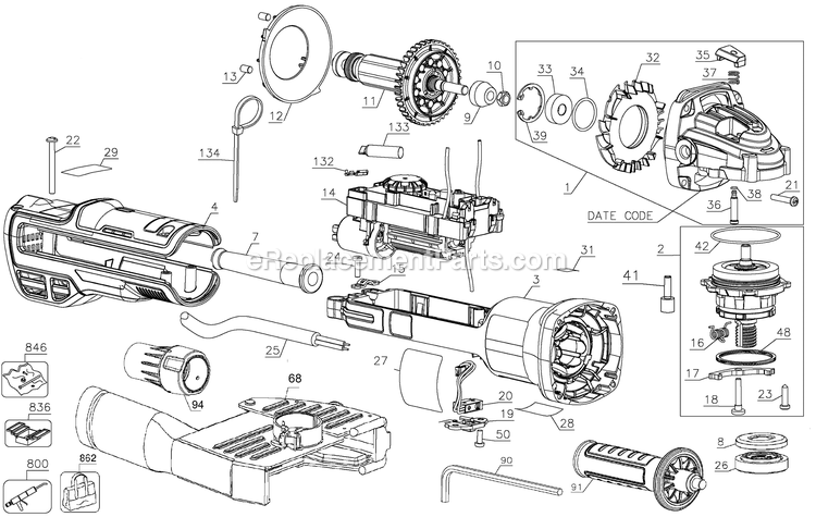 Dewalt DWE46202 (Type 1) 5in Brhl Brushless Tuckpointing Grinder Kit Power Tool Page A Diagram