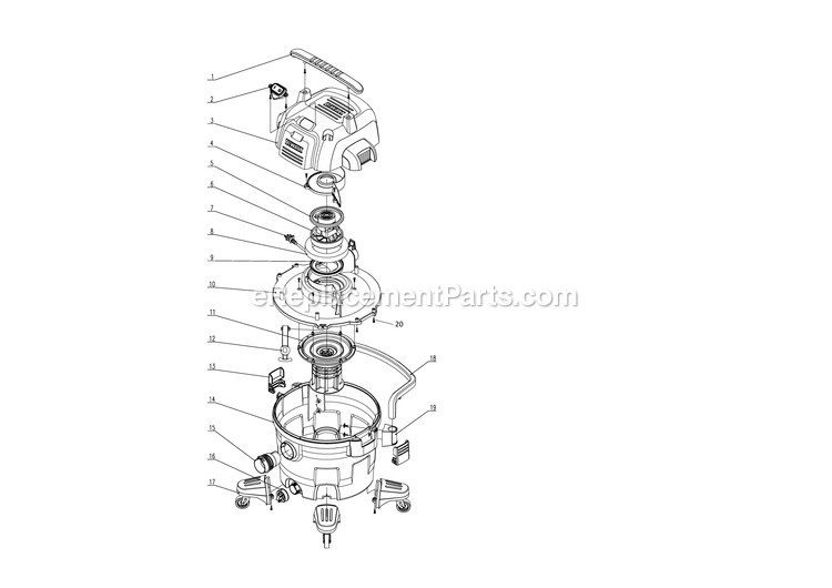 Dewalt DWV109-B2C (Type 1) 9 Gallon Vac Power Tool Page A Diagram