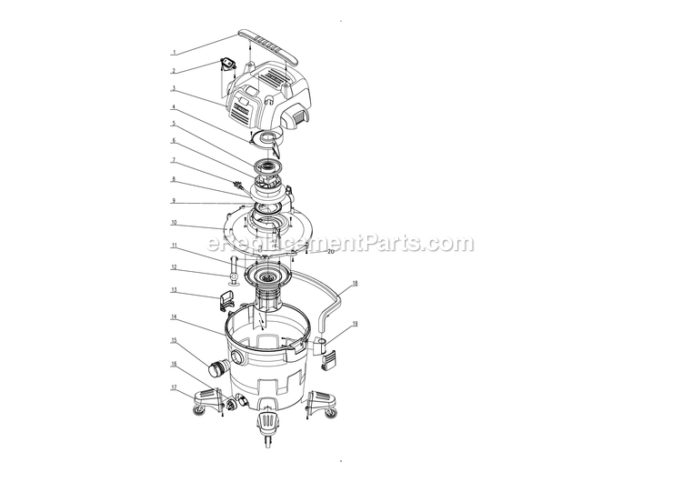 Dewalt DWV112-AR (Type 1) 12 Gallon Vac Power Tool Page A Diagram