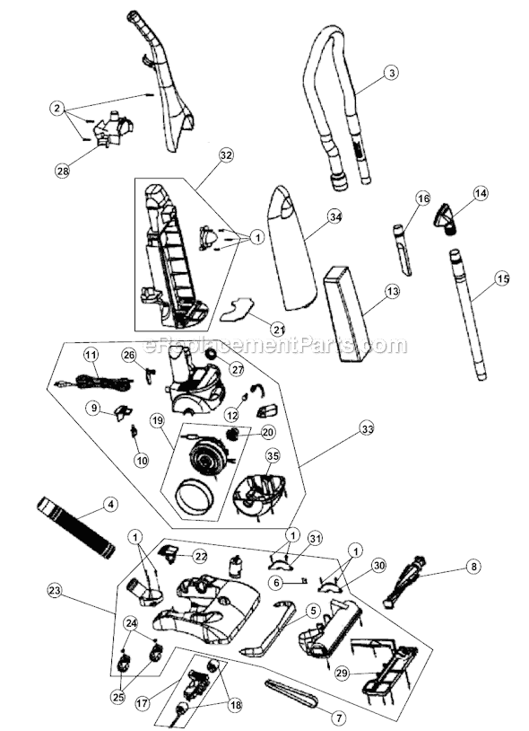 Dirt Devil M085700 Feather Glide Bagged Upright Vacuum Page A Diagram