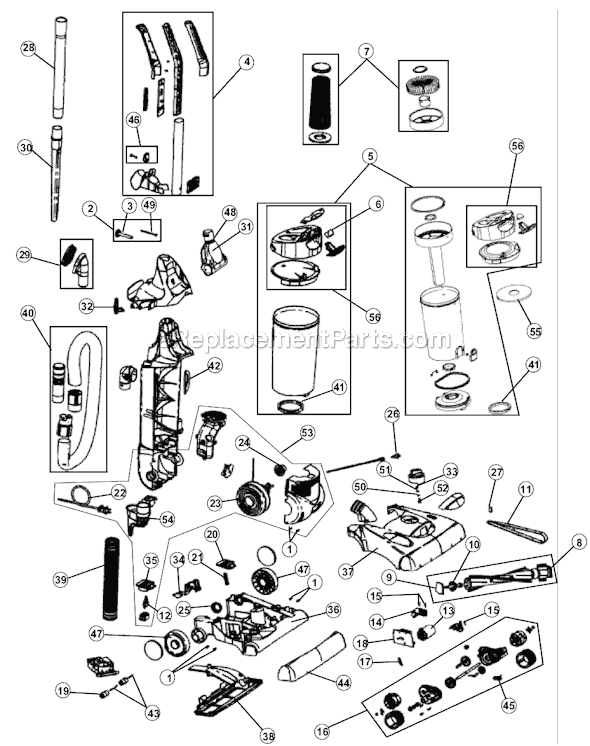 Dirt Devil M087400 Vision Self-Propelled Bagless Upright Vacuum Page A Diagram