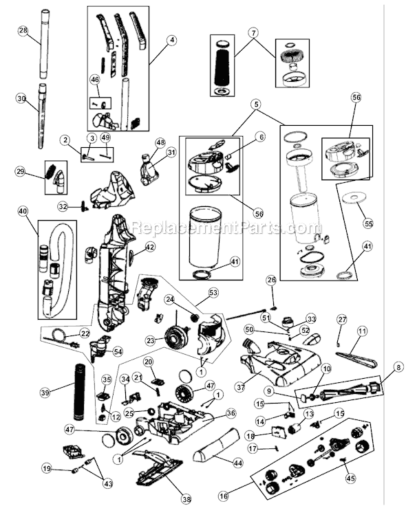 Dirt Devil M087500 Vision Self-Propelled Bagless Upright Vacuum Page A Diagram
