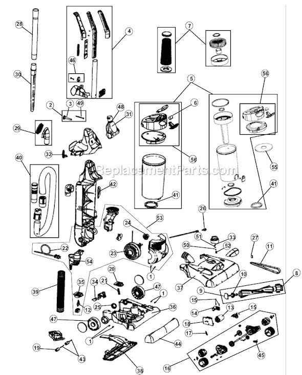 Dirt Devil M087700 Vision Self-Propelled Bagless Upright Vacuum Page A Diagram