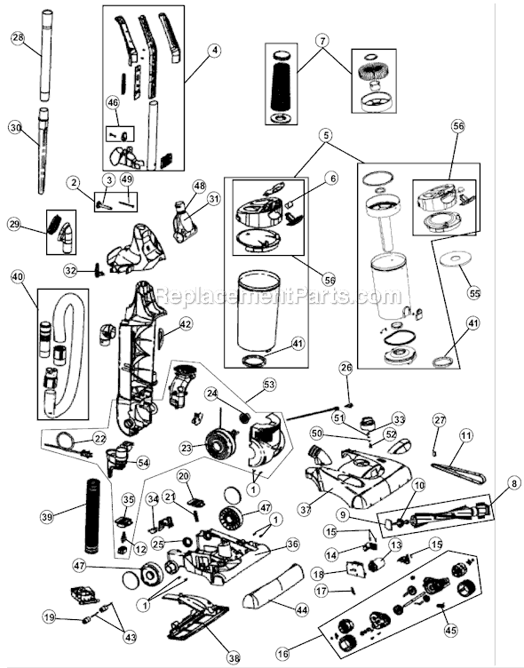 Dirt Devil M087900 Vision Self-Propelled Bagless Upright Vacuum Page A Diagram