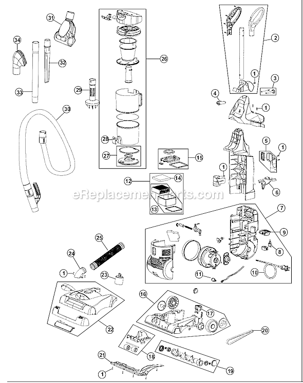 Dirt Devil UD70010 Ultra Vision Cyclonic Upright Vacuum Page A Diagram