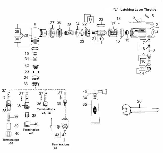 Dotco 10L1200 Right Angle Sander Page A Diagram