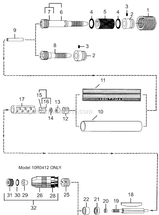 Dotco 10R0412-18 Light Duty Grinder Page A Diagram