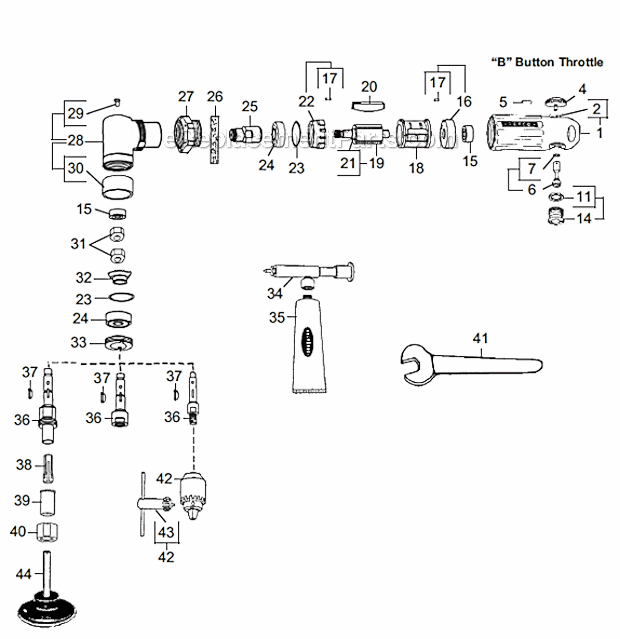 Dotco 15B1200B Right Angle Drill Page A Diagram