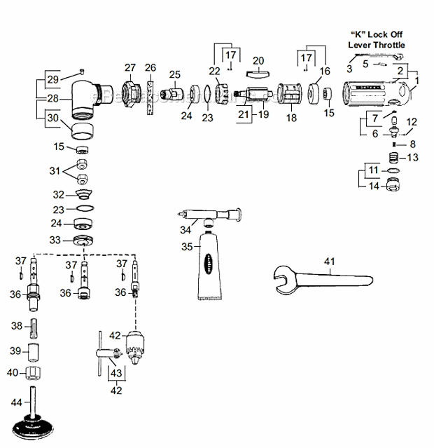Dotco 15K1200B Right Angle Drill Page A Diagram