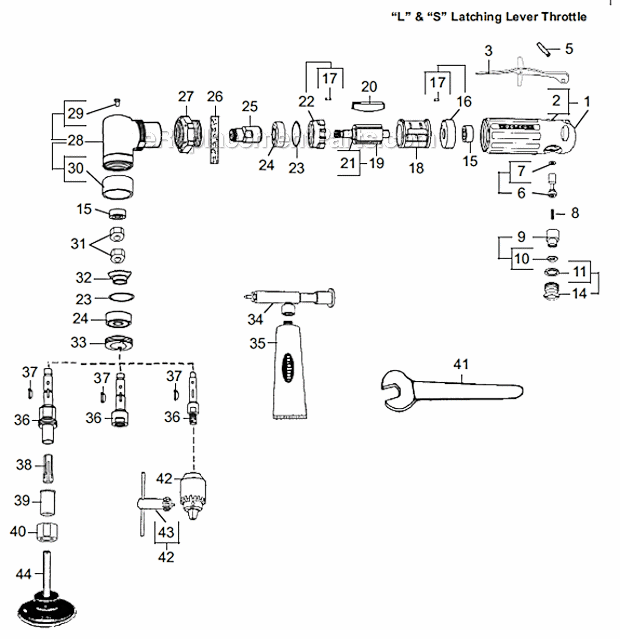 Dotco 15L1200B Right Angle Drill Page A Diagram