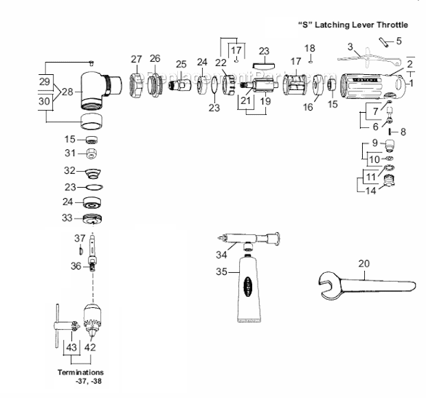 Dotco 15S1201 Right Angle Drill Page A Diagram