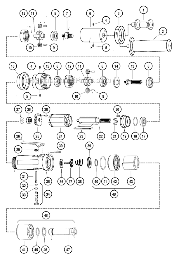Dynabrade 13100 950 RPM Lightweight Dynastraight Page A Diagram
