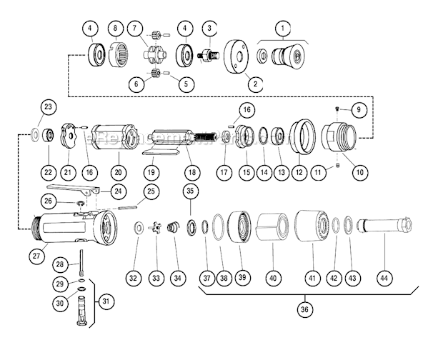 Dynabrade 13121 5,000 RPM Lightweight Dynastraight Plus Page A Diagram