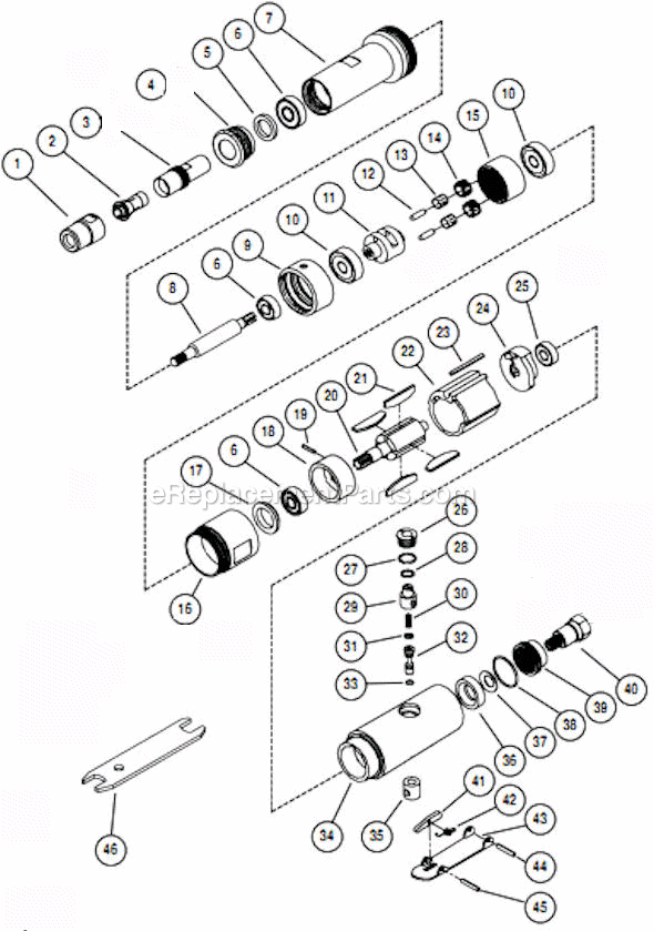 Dynabrade 18220 Extension Die Grinder Page A Diagram