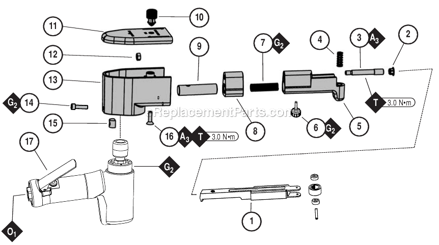 Dynabrade 40320 (Old) Abrasive Belt Tool Page A Diagram