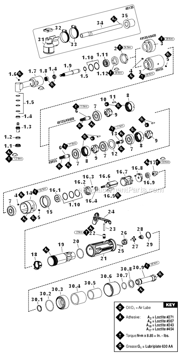 Dynabrade 49430 .4 Hp Drill Page A Diagram