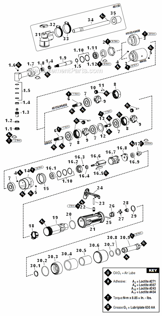 Dynabrade 49455 .4 Hp Drill Page A Diagram