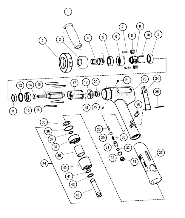Dynabrade 51450 7 Degree Offset Two-Hand Rotary Buffer Page A Diagram
