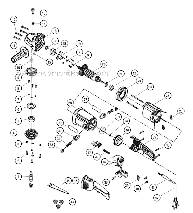 Dynabrade 51580 Right Angle Rotary Polisher Page A Diagram