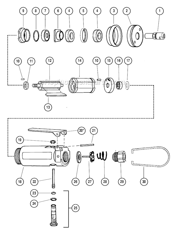Dynabrade 52200 .4 HP Staight Line Die Grinder Page A Diagram
